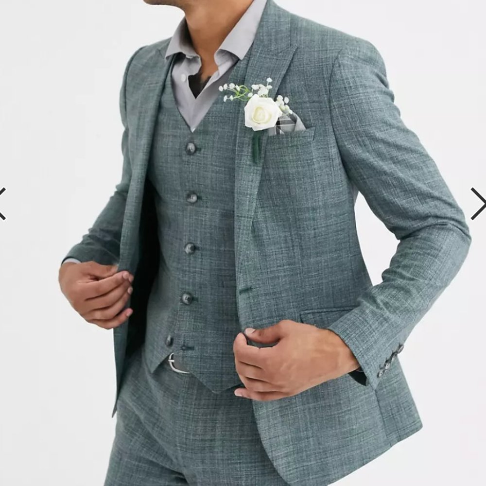 ASOS DESIGN skinny suit jacket in pine green crosshatch - 46 Regular